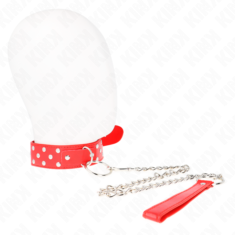 KINK - RING NIETEN BAND HALSKETTE MIT GÜRTEL 65 CM ROT VERSTELLBAR 36-50 CM X 3,8 CM – Bild 2