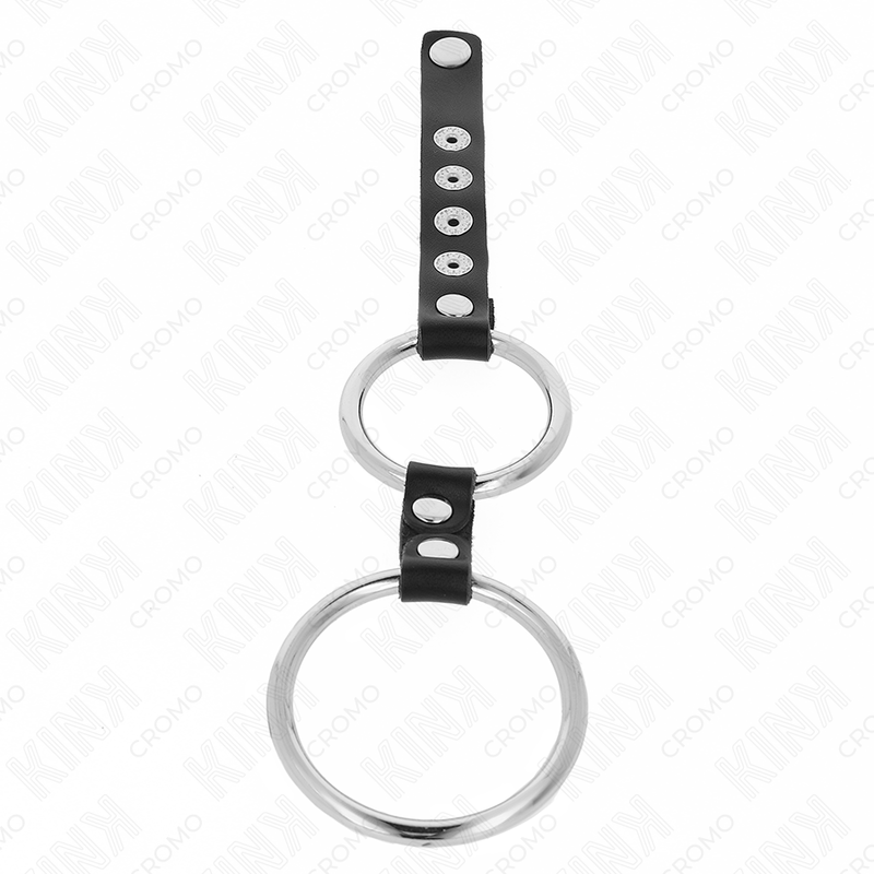 KINK - DOPPELTER PENISRING AUS METALL 3,8 CM BIS 5 CM MIT LEDER VERBUNDEN – Bild 3