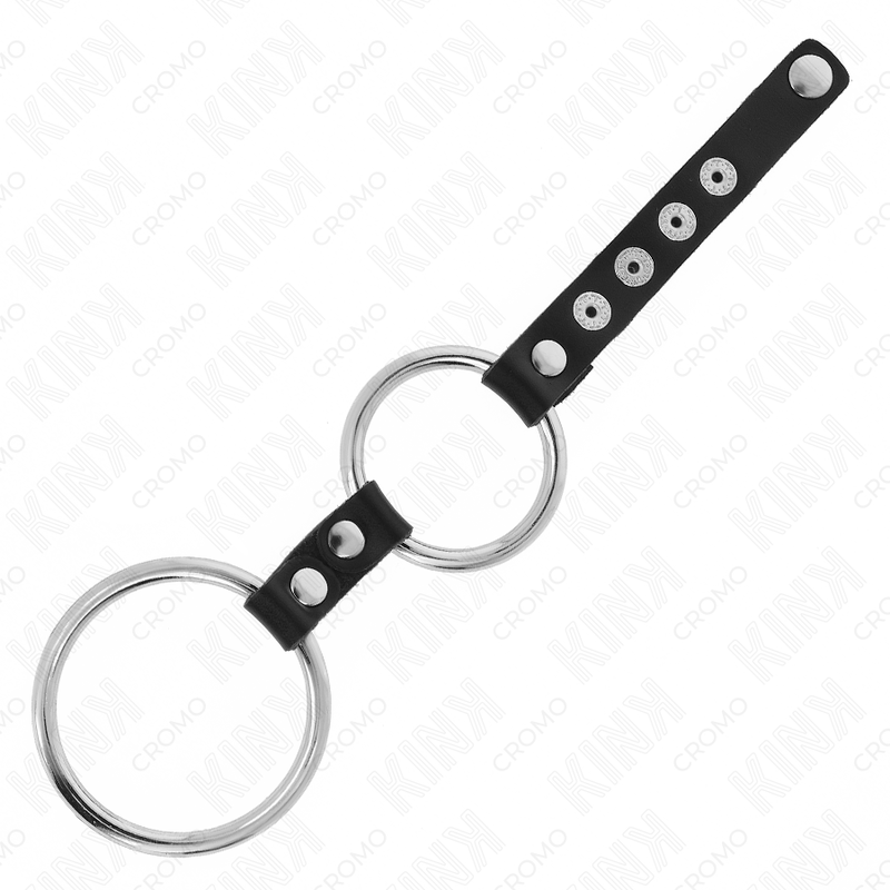KINK - DOPPELTER PENISRING AUS METALL 3,8 CM BIS 5 CM MIT LEDER VERBUNDEN – Bild 4