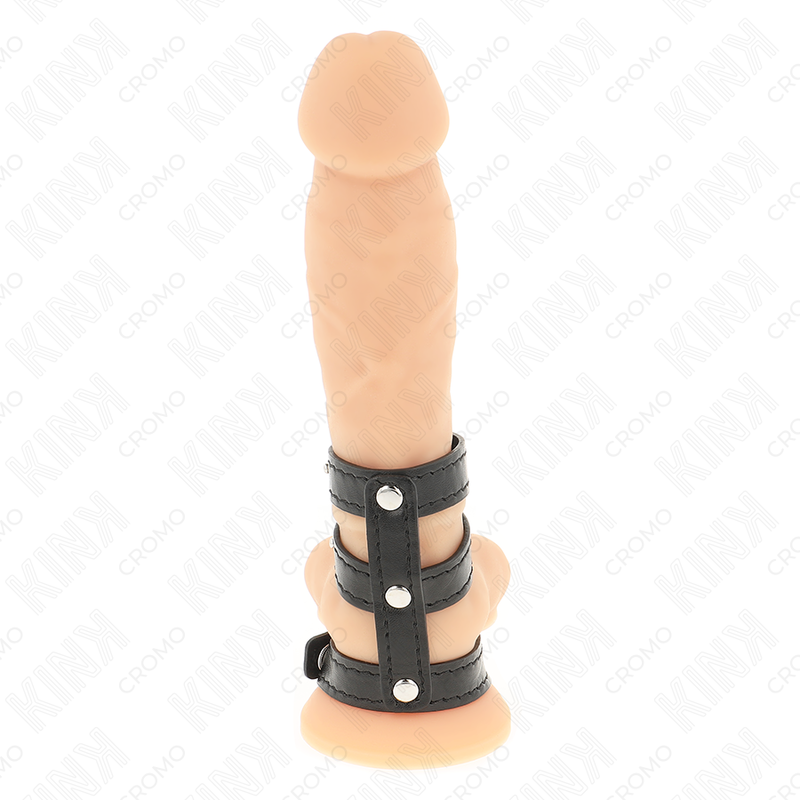 KINK - DREIFACH LEDER PENISRING MIT DRUCKVERSCHLUSS – Bild 2