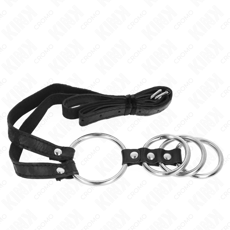 KINK - 4 VERBUNDENE PENISRINGE AUS METALL 3,8 CM BIS 5 CM MIT LEDERGURTE 112 CM – Bild 4