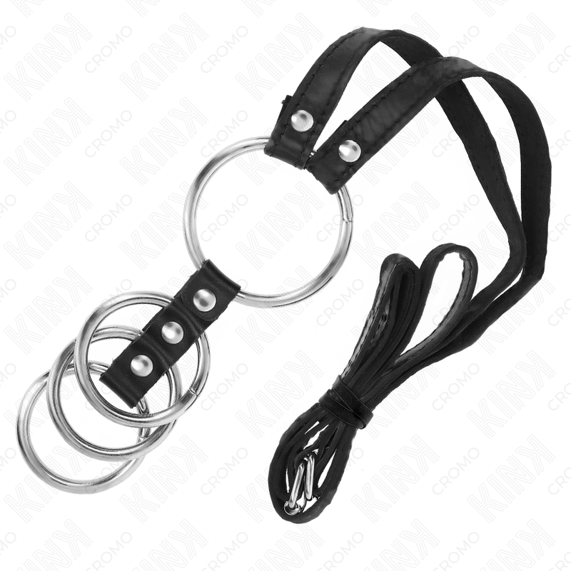 KINK - 4 VERBUNDENE PENISRINGE AUS METALL 3,8 CM BIS 5 CM MIT LEDERGURTE 112 CM – Bild 5