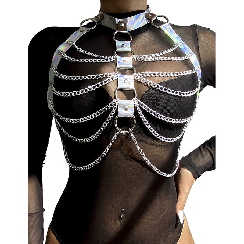 SUBBLIME - 953737 BRUSTGURT MIT RINGEN UND KETTEN SILBER EINE GRÖSSE – Bild 2