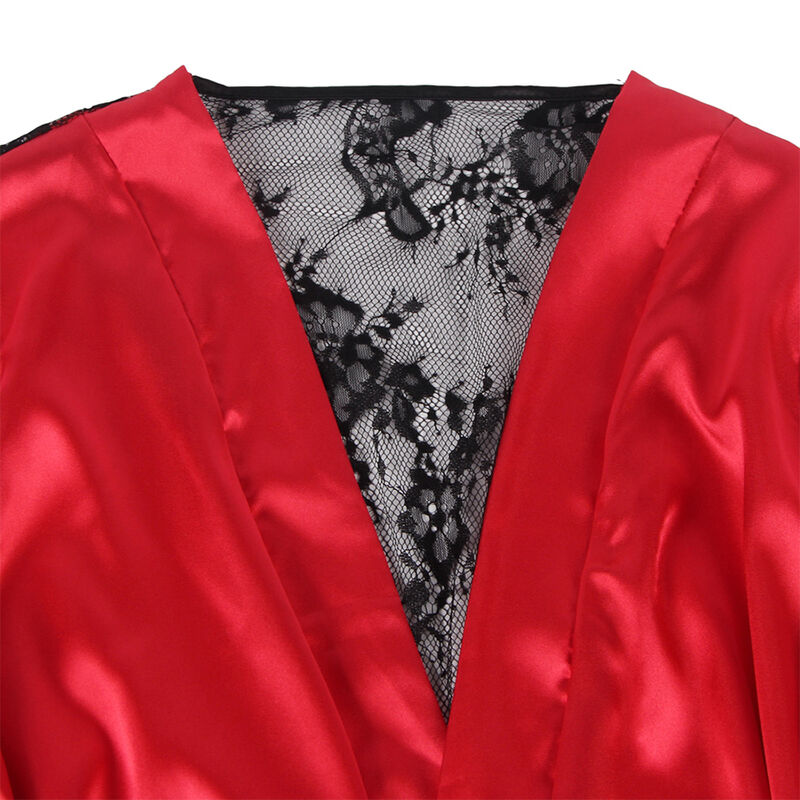 SUBBLIME - 954017 SPITZEN-UNTERHEMD MIT TRANSPARENTEM RÜCKEN UND STRING, ROT/SCHWARZ, S/M – Bild 5