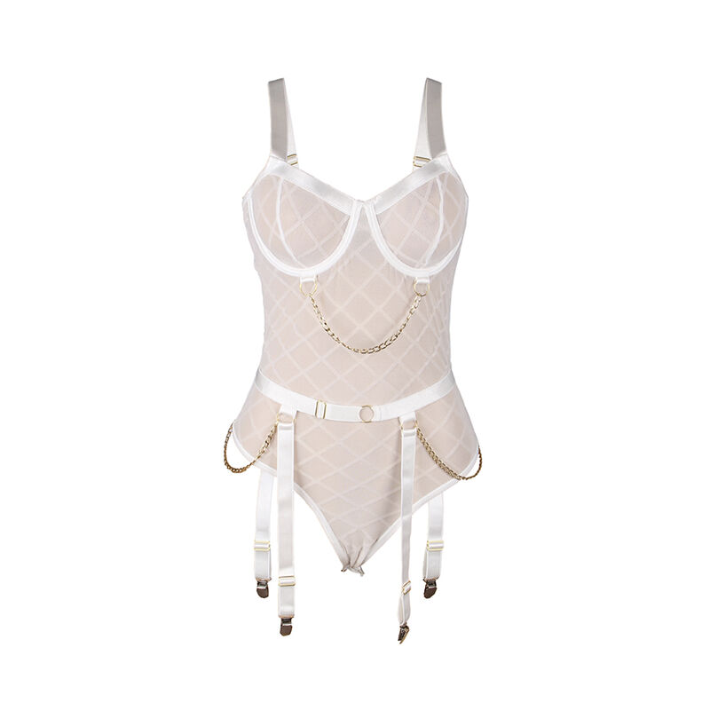 SUBBLIME - 954291 BODY MIT KETTEN + STRUMPFGÜRTEL WEISS L/XL – Bild 5
