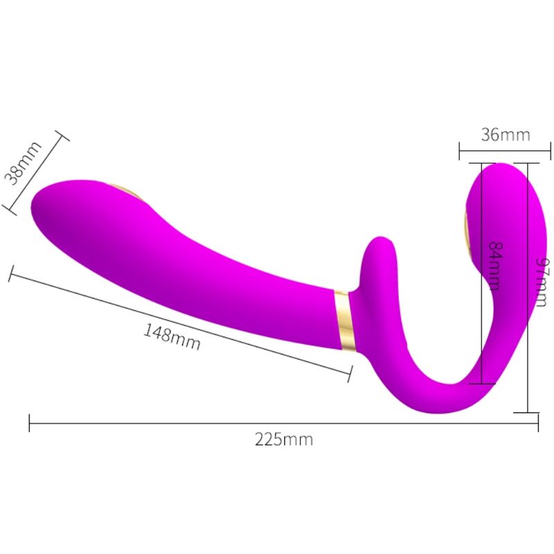 PRETTY LOVE - THUNDERBIRD DOPPELTER STRAP-ON-VIBRATOR MIT FERNBEDIENUNG LILA – Bild 4