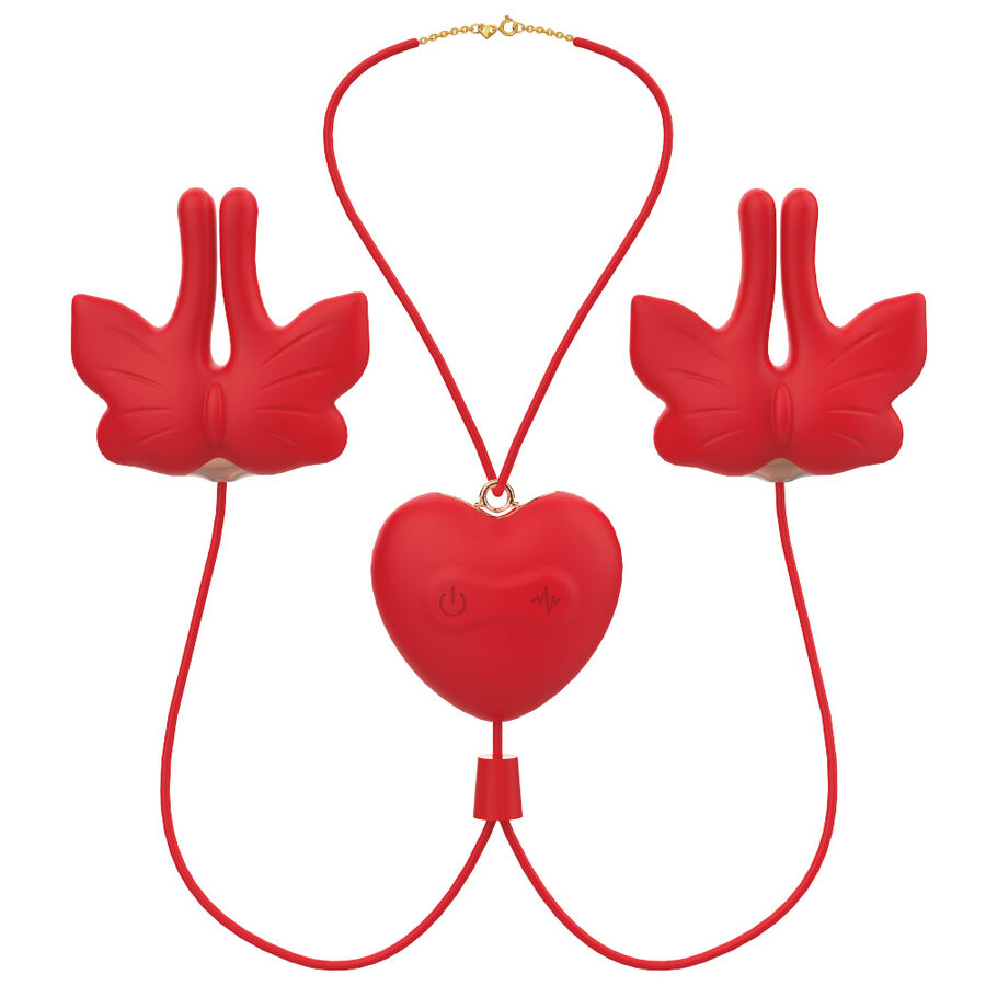 ARMONY - MAGNETISCHE NIPPELKLEMMEN MIT VIBRATION SCHMETTERLINGSFORM ROT – Bild 3
