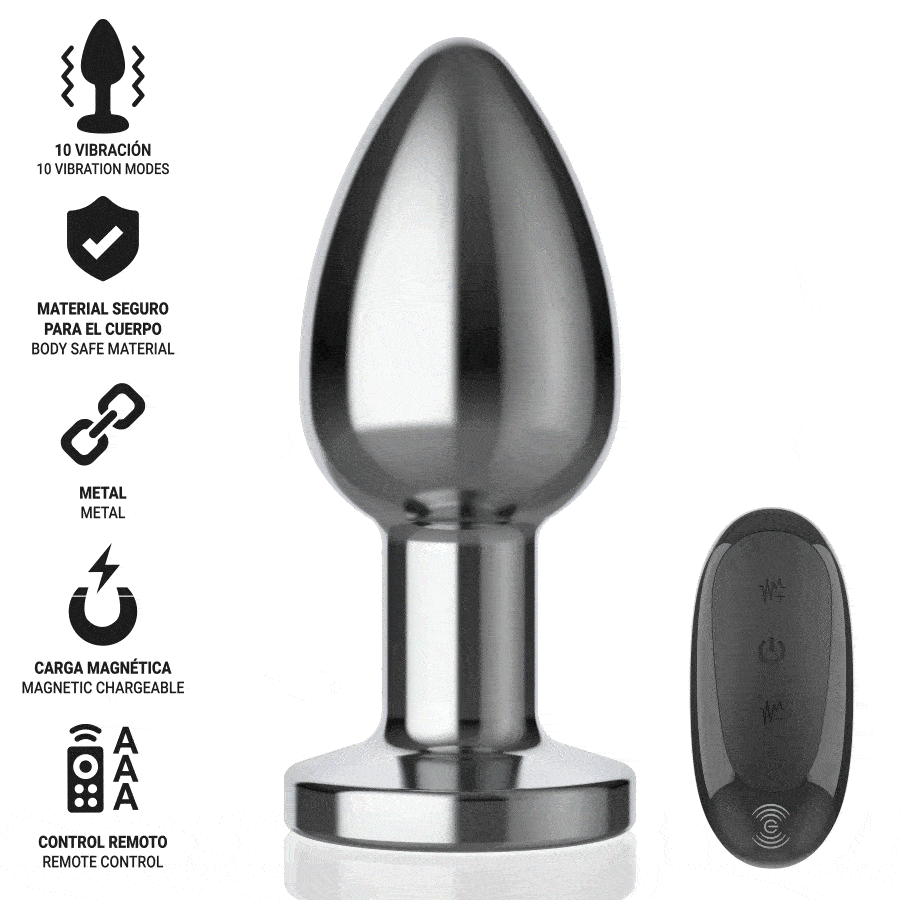 INTENSE - ANAL PLUG 10 VIBRATIONEN METALL MIT FERNBEDIENUNG L