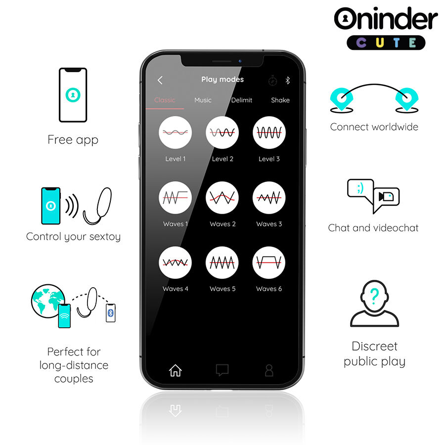 ONINDER CUTE Vibrierendes Liebes- und Vergnügens-Ei Rotierende Silikon-Edelsteine Kostenlose globale App – Bild 5