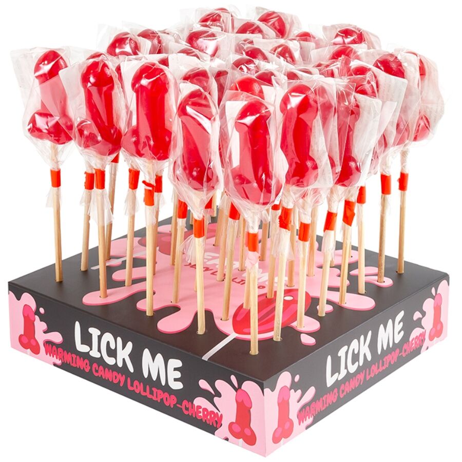 SECRETPLAY - CHERRY CANDY PENIS LOLLIPOP DISPLAY MIT SCHARFEM WÄRMEEFFEKT (40 STÜCK) – Bild 2