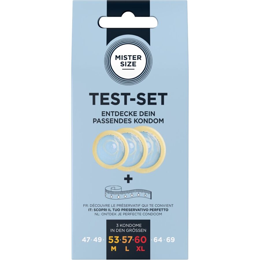 MISTER SIZE - TESTSET MIT 3 KONDOMEN IN VERSCHIEDENEN GRÖSSEN + MASSBAND