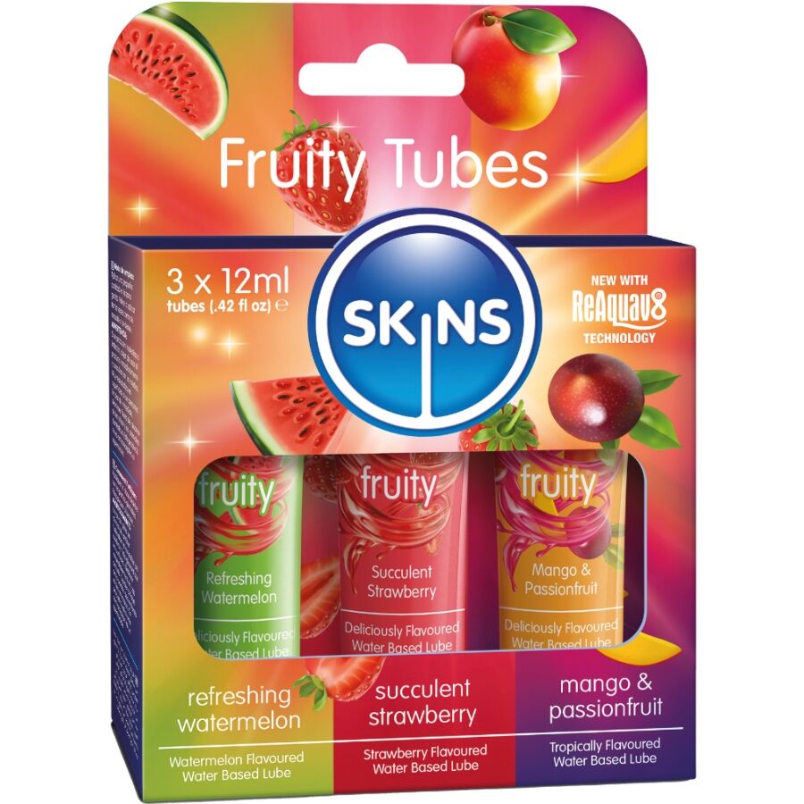 img_217165_2b3dcc7ec713c23e0e00fac39fccdc94_1.jpg SKINS FRUCHTIGES GLEITMITTEL-SET WASSERMELONE, ERDBEERE MANGO GLEITMITTEL 3 x 12 ML