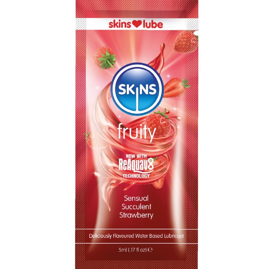 SKINS  FRUCHTIGES, WASSERBASIERTES GLEITMITTEL ERDBEERE, EINZELDOSIERUNG 5 ML