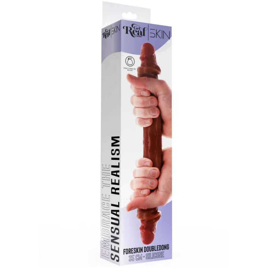 GET REAL - DOPPELENDES SILIKON-DILDO KARAMELL 35 CM – Bild 4