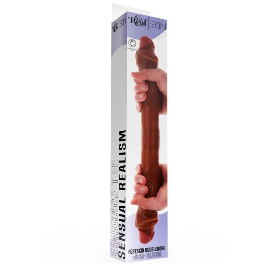 GET REAL - DOPPELENDES SILIKON-DILDO KARAMELL 46 CM – Bild 4
