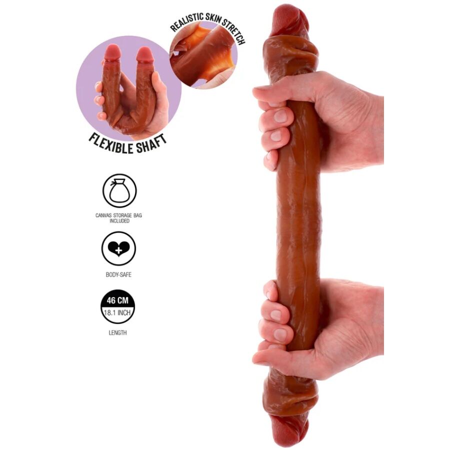GET REAL - DOPPELENDES SILIKON-DILDO KARAMELL 46 CM – Bild 2