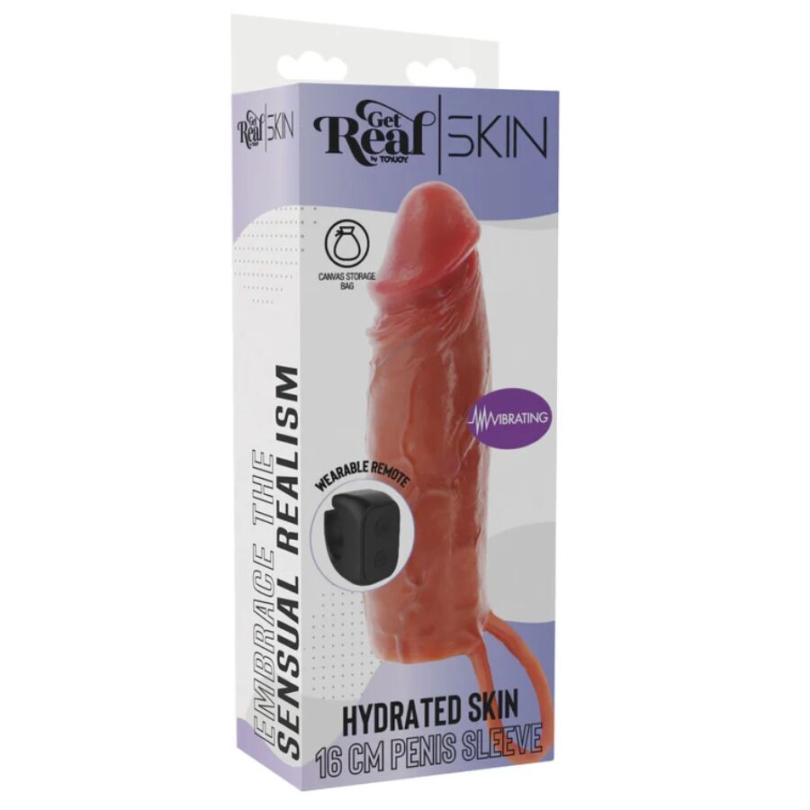 GET REAL FEUCHTIGKEITSSPENDENDE SILIKON-VIBRATIONS-PENISHÜLLE IN KARAMELL, 16 CM – Bild 5