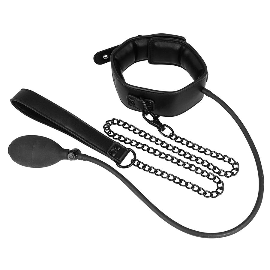 FETISH SUBMISSIVE BONDAGE - AUFBLASBARES WÜRGEHALSBAND MIT KETTE – Bild 5