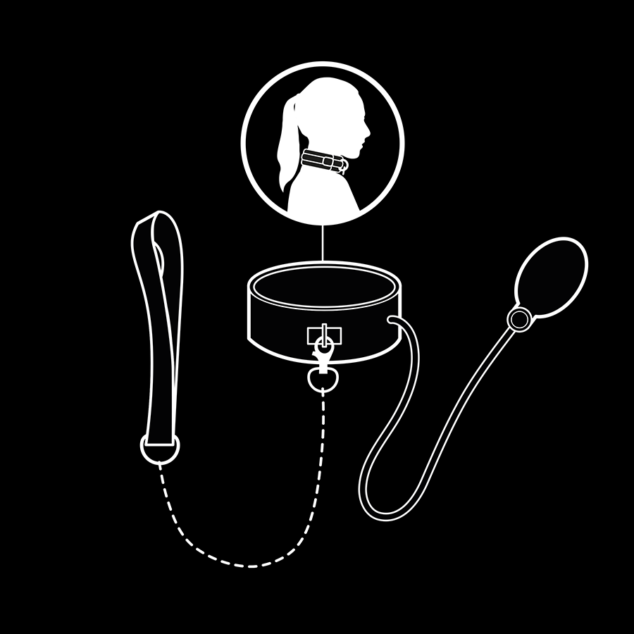 FETISH SUBMISSIVE BONDAGE - AUFBLASBARES WÜRGEHALSBAND MIT KETTE – Bild 3