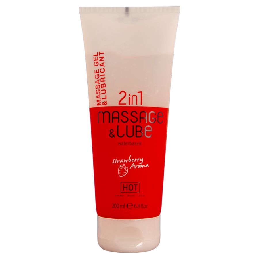 HOT - MASSAGE  GLEITGEL 2IN1 ERDBEERE 200 ML