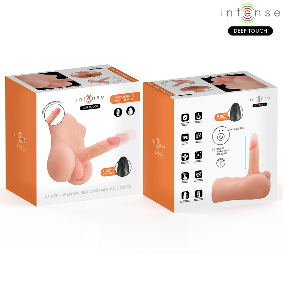 INTENSE DEEP TOUCH - DAMIEN-TORSO MIT REALISTISCHEM DILDO MIT DRUCK- UND VIBRATIONSFUNKTION, FERNBEDIENUNG, 3,5 KG – Bild 3