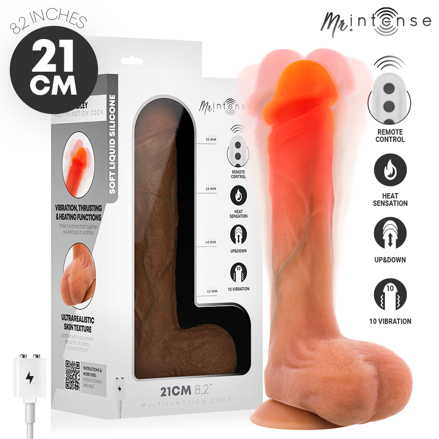 MR INTENSE - BRADLEY SILIKON-VIBRATIONSDILDO MIT WÄRMEEFFEKT UND FERNBEDIENUNG 21 CM -Ø- 4,2 CM