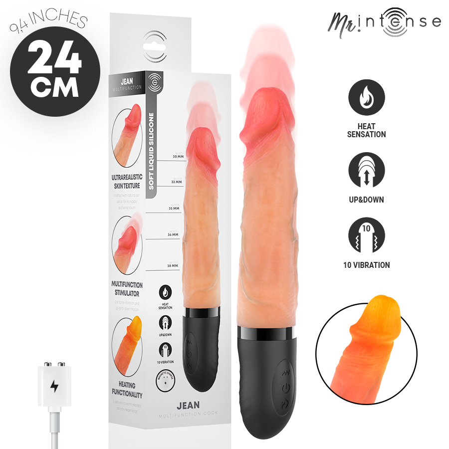 MR INTENSE - JEAN UPDOWN VIBRATOR SILIKON MIT WÄRMEEFFEKT 24 CM -Ø- 3,8 CM
