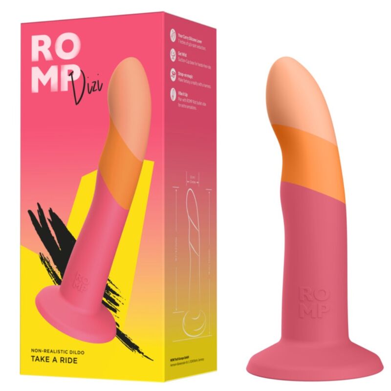 ROMP - DIZI Silikon-Dildo mit Saugnapf, dreifarbig, 18 cm