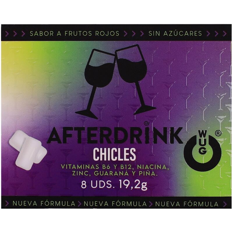 img_226466_77f8200c12e8d833fb91fe897549d37c_1.jpg WUG After Drink Der funktionelle Kaugummi, der Ihnen hilft, nach einer durchzechten Nacht neue Energie zu tanken. Blisterpackung mit 8 Stück
