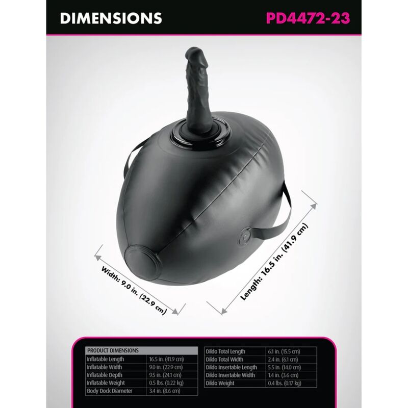 FETISH FANTASY SERIES - AUFBLASBARER LIEBESBALL MIT DILDO, SCHWARZ, 41,9 CM – Bild 5