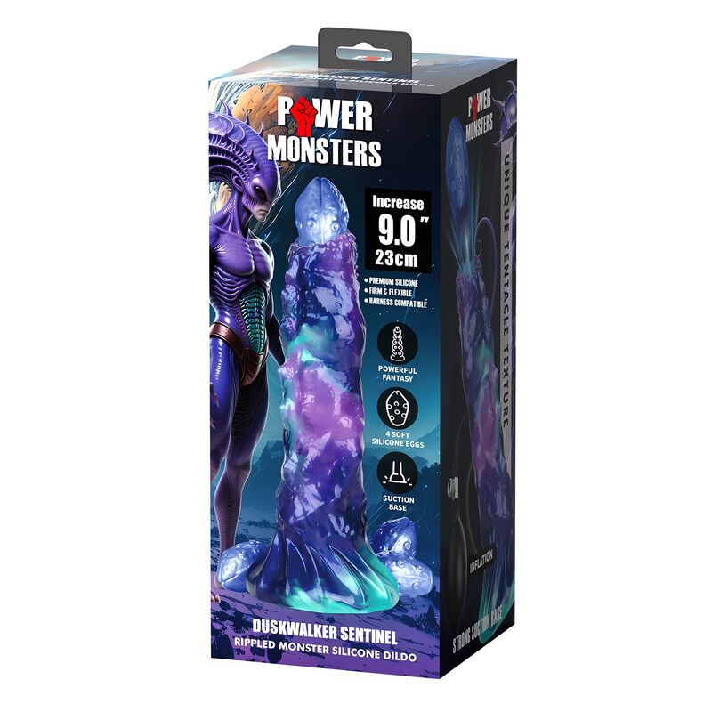 POWER MONSTERS - DUSKWALKER SENTINEL DREIFARBIGER AUFBLASBARER FANTASY-SILIKONDILDO 23 CM Ø 5 CM – Bild 2