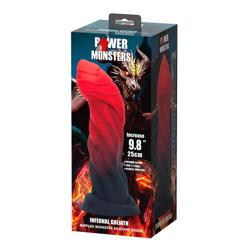 POWER MONSTERS INFERNAL GOLIATH BICOLOR FANTASY SILIKONDILDO 25 CM Ø 6 CM – Bild 2