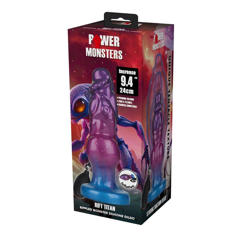 POWER MONSTERS - RIFT TITAN ZWEIFARBIGER AUFBLASBARER FANTASIE-SILIKONDILDO 24 CM Ø 5 CM – Bild 2