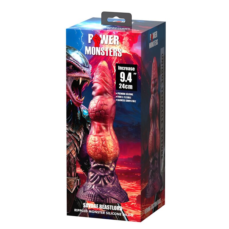 POWER MONSTERS SAVAGE BEASTLORD DREIFARBIGER FANTASY-SILIKONDILDO 24 CM Ø 5 CM – Bild 2