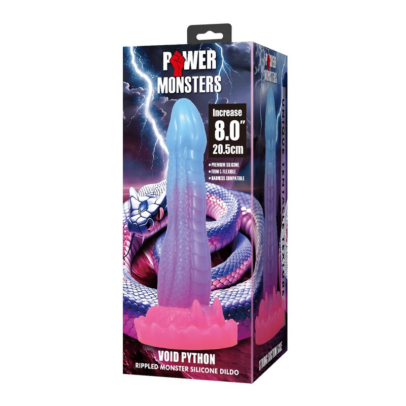 POWER MONSTERS - VOID PYTHON FANTASY DILDO MIT SAUGNAPF 20,5 CM Ø 5,2 CM BLAU, LILA PINK – Bild 2