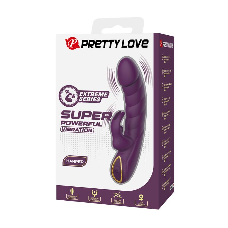 PRETTY LOVE - HARPER WIEDERAUFLADBARER HASENVIBRATOR MIT 10 FUNKTIONEN, LILA – Bild 3