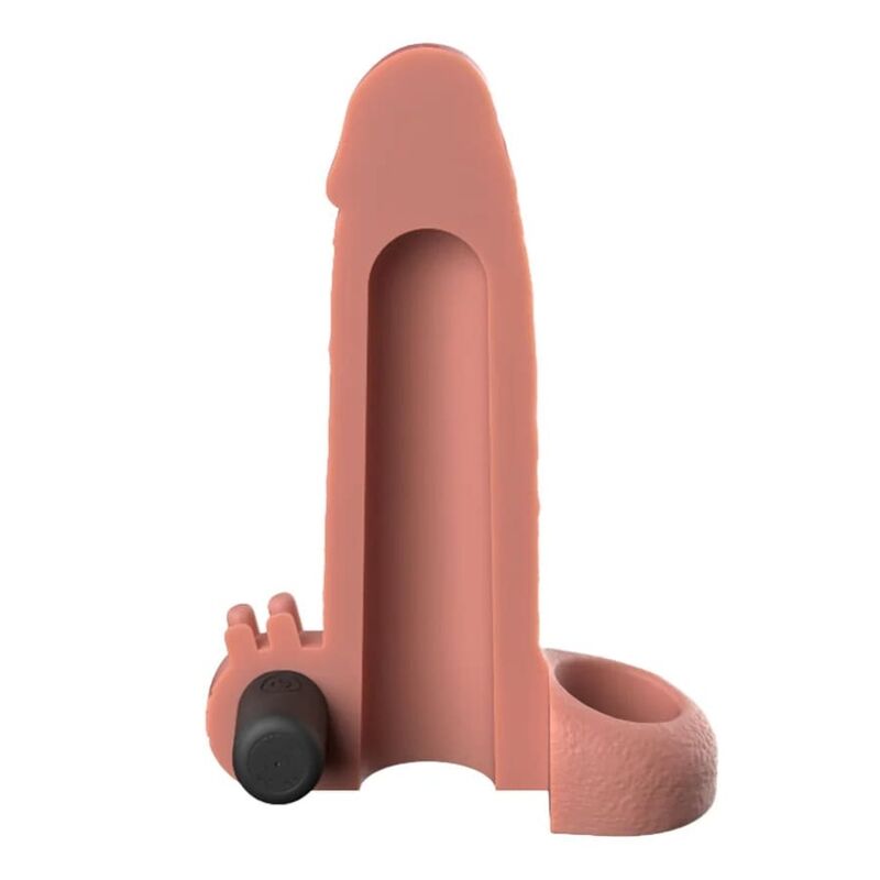 FANTASY X-TENSIONS VIBRIERENDE, REALISTISCHE 5 CM PENISVERLÄNGERUNGSHÜLLE, BEIGE – Bild 2