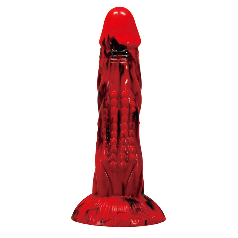 POWER MONSTERS - MINOTAUR FANTASY DILDO MIT SAUGAUFGANG 21 CM Ø 5 CM ROT  SCHWARZ