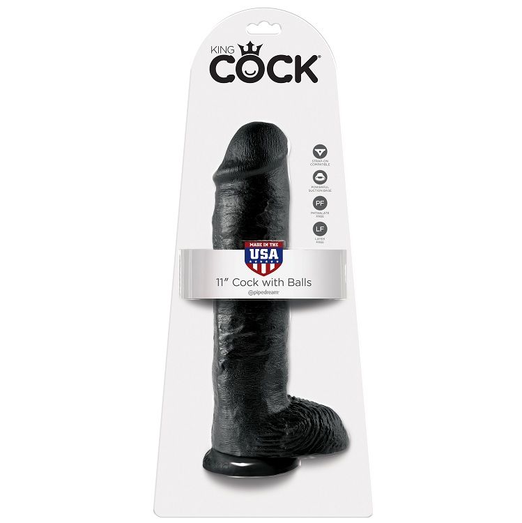 KING COCK - DILDO SCHWARZ MIT EIER 28 CM – Bild 2