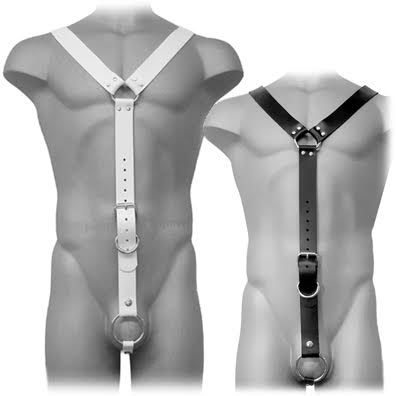 LEATHER BODY - HARNESS HERREN WEISS