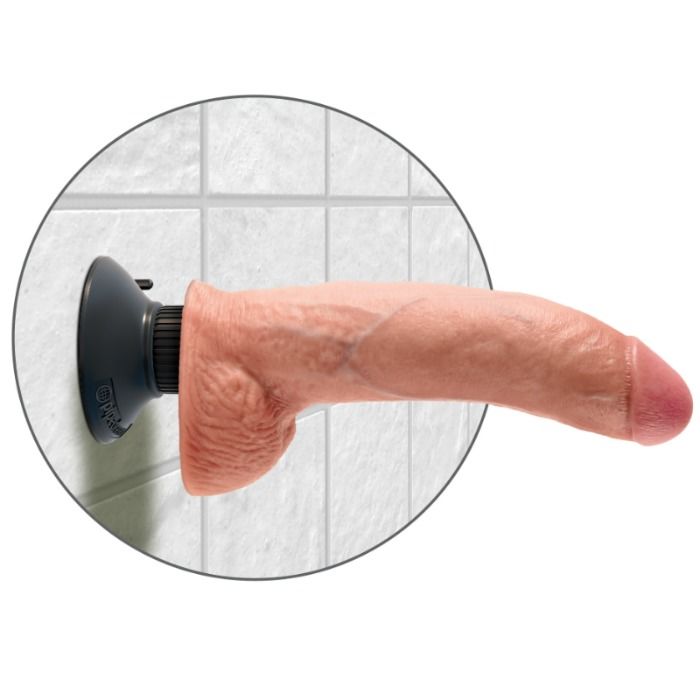 KING COCK - VIBRATORDILDO MIT HODEN 23 CM NATUR – Bild 4