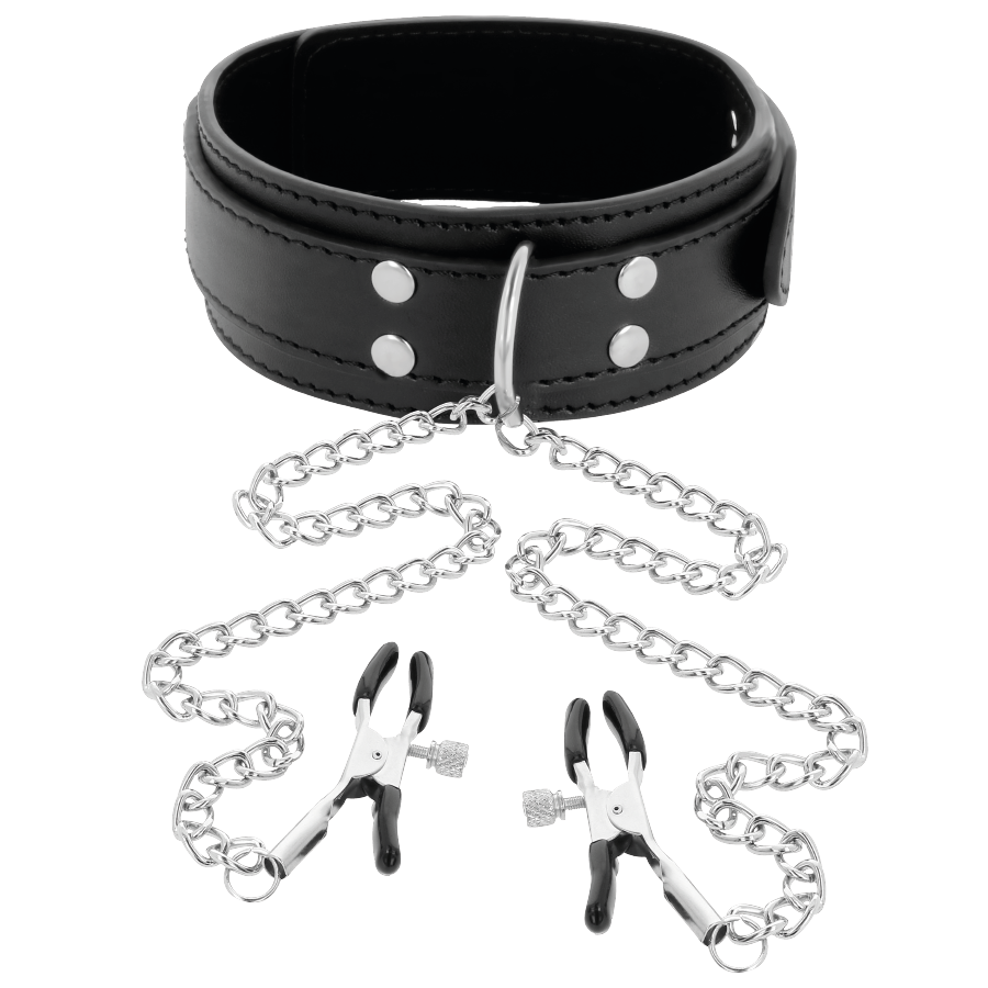DARKNESS - HALSBAND MIT NIPPELKLAMMERN SCHWARZ – Bild 3