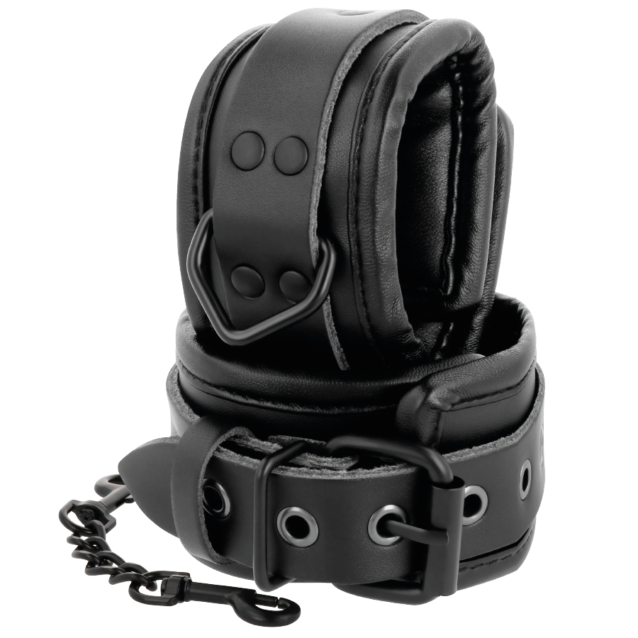 DARKNESS - VERSTELLBARE KNÖCHEL-HANDSCHELLEN AUS SCHWARZEM LEDER – Bild 5
