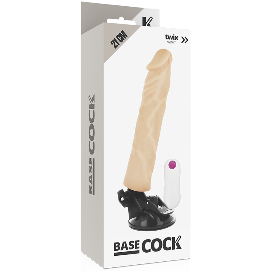 BASECOCK - REALISTISCHER VIBRATOR MIT FERNBEDIENUNG NATURWEISS 21CM – Bild 5