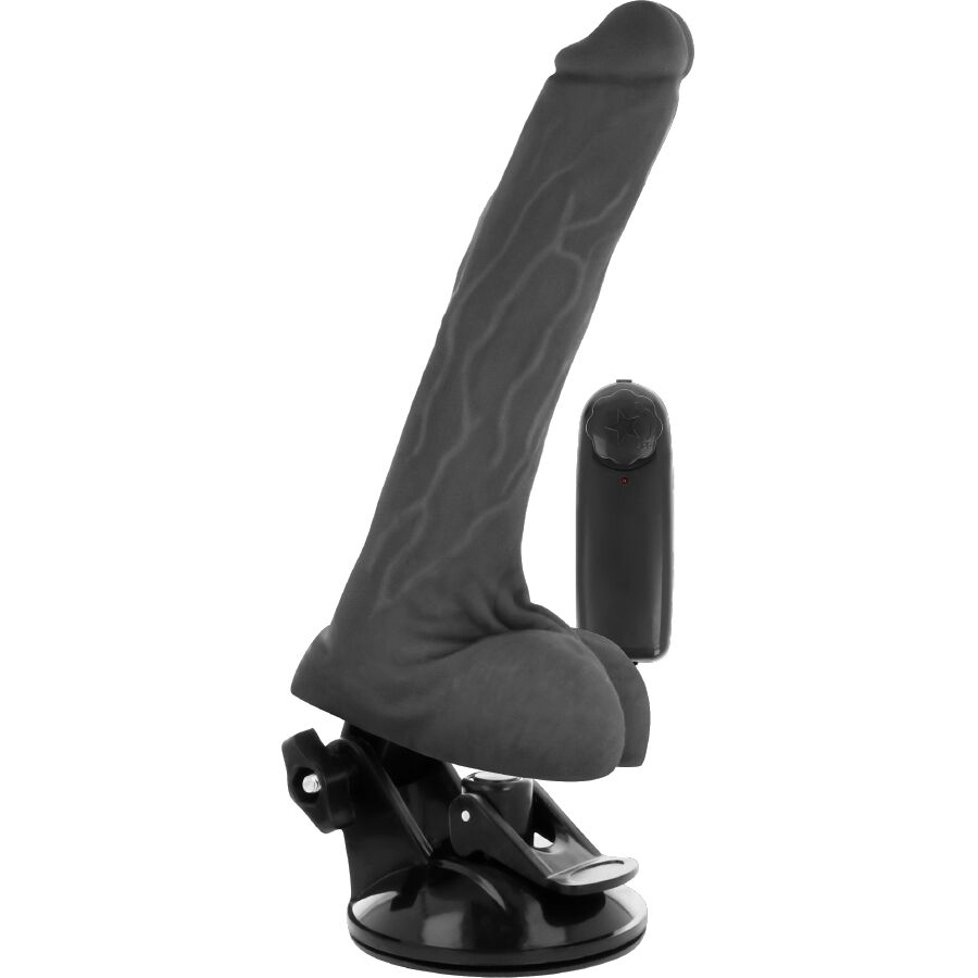 BASECOCK REALISTISCHER VIBRATOR MIT FERNBEDIENUNG, 20 CM, SCHWARZ, MIT HODEN