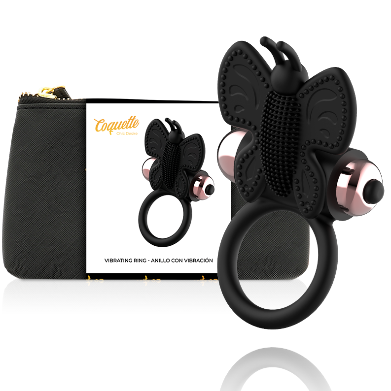 COQUETTE CHIC DESIRE - COCKRING SCHMETTERLING MIT VIBRATOR SCHWARZ/ GOLD